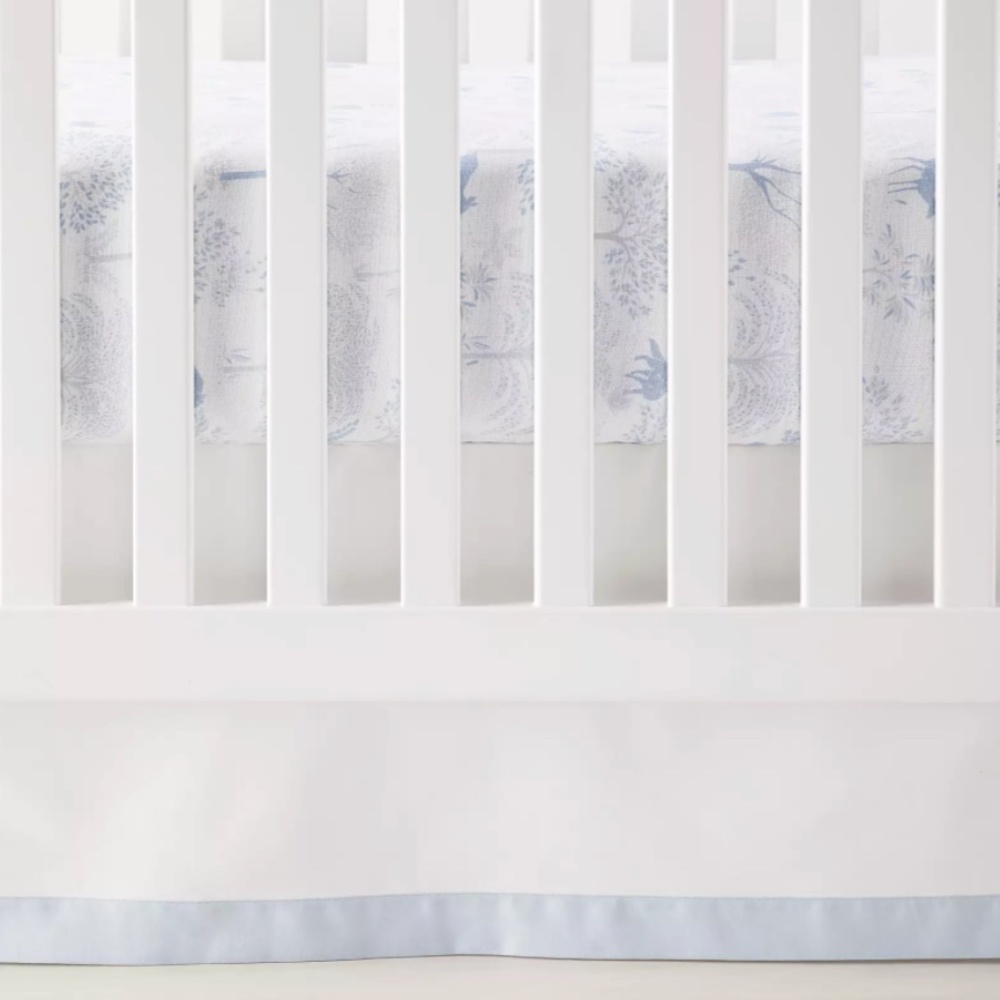 Serena & Lily Border Frame Crib skirt in Sky Blue